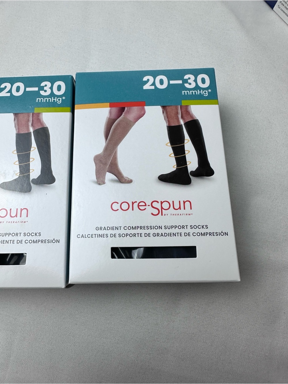 New! 2 Core-spun compression Support Socks 20-30mmHg XL Black Color